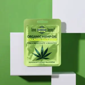 One package of Uncle Bud's Hemp Face Mask, with green and white background.