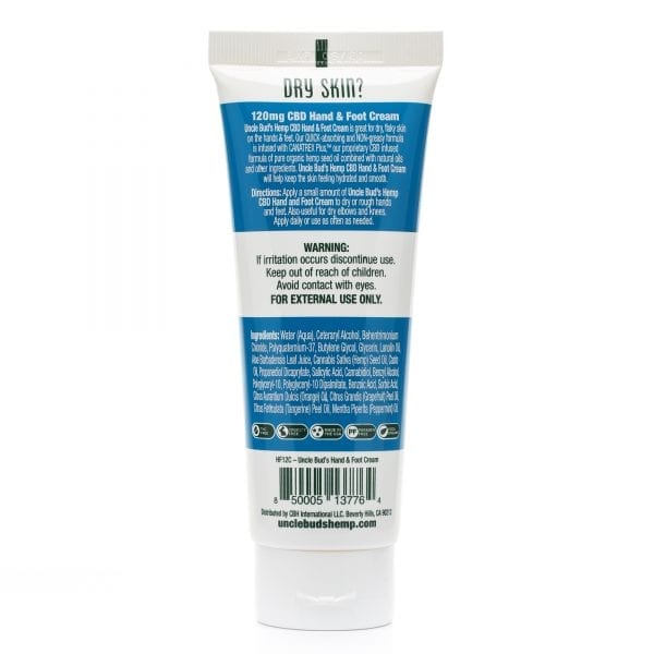 Uncle Bud's CBD Hand and Foot Cream Back