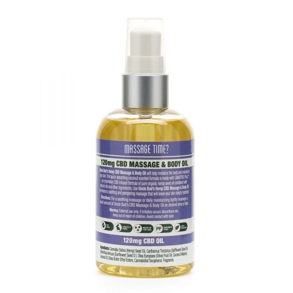 Uncle Bud's Hemp CBD Massage & Body Oil Back