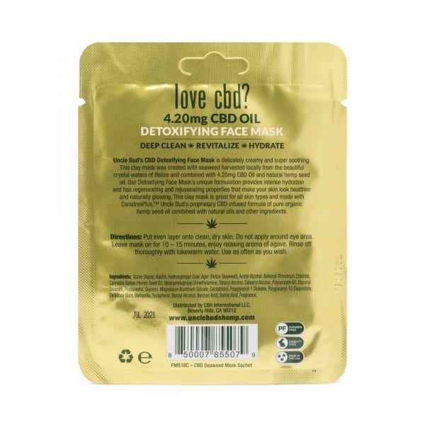 Uncle Bud's Hemp CBD Detox Face Mask Back