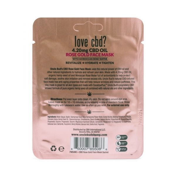 Uncle Bud's Hemp CBD Rose Gold Face Mask Back