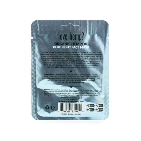 Hemp Blue Light Face Mask back