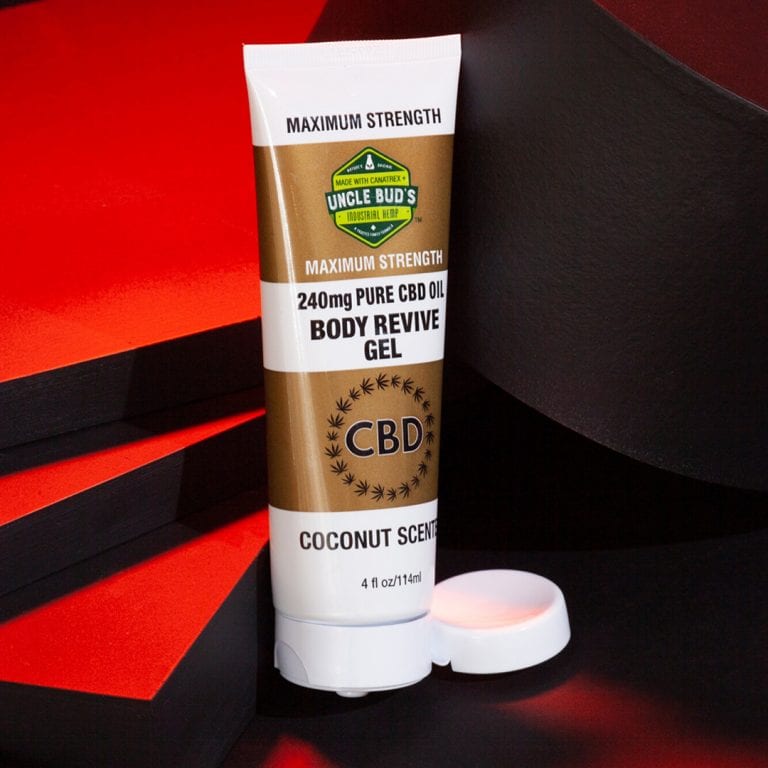 MAX STRENGTH CBD Body Revive Gel 240mg CBD Gold Box Uncle Bud’s Hemp