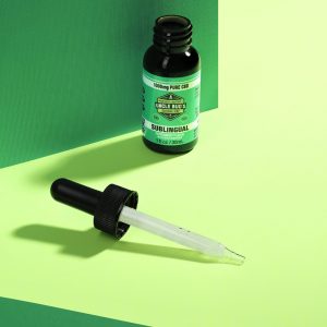 Dropper and bottle of Uncle Bud''s 1000mg CBD sublingual tincture.