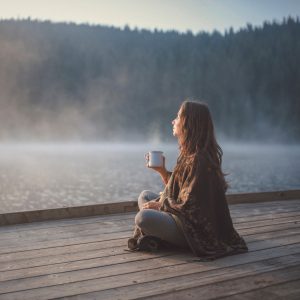 woman relaxing to get into a better mood